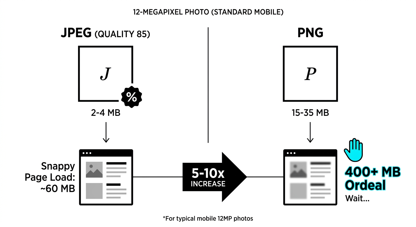 PNG vs JPEG file sizes